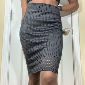 Black Pencil Skirt (Dotted Overlay)